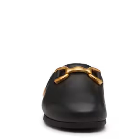 NEW STEVE MADDEN Leather Masin Faux Fur Bit Buckle Mules black for women 462tn - Picture 3 of 8